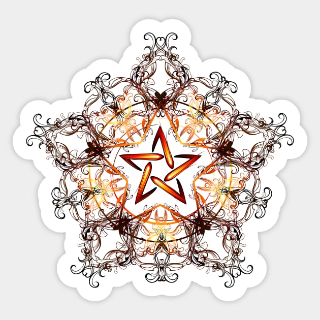 Mystical fiery star ( Wiccan Fire Pentagram ) Sticker by Blackmoon9